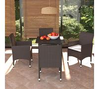 Generico Set da Pranzo per Giardino 5 pz con Cuscini Polyrattan Marrone,Marrone,37.6kg,3094992