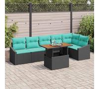 Generico Set da Pranzo per Giardino con Cuscino 7 PCS Nero e Verde Acqua,Mobili da Giardino,Mobili e sedie da Giardino,Divani da giardino-3349850