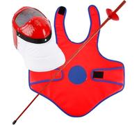 Generico Set da Scherma da 3 Pezzi, Accessori for l'allenamento di Scherma for Principianti, Attrezzatura for l'allenamento dei Bambini, Gilet Protettivo, Maschera Protettiva(Red)