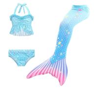 Generico Set da tre pezzi costume da bagno con coda per bambine costume da bagno da bambina bikini per bambini