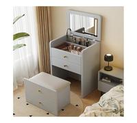Generico Set da trucco con specchio pieghevole e sgabello imbottito, elegante tavolo da toeletta per camera da letto, moderno coiffeuse Bureau in grigio