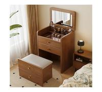 Generico Set da trucco con specchio pieghevole e sgabello imbottito, elegante tavolo da toeletta per camera da letto, moderno coiffeuse Bureau in grigio