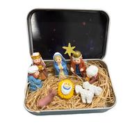Generico Set Del Presepe In Scatola Di Latta Piccole Figure Decorative