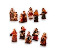 Generico Set di 10 Pastori per Presepe 5 cm, Disponibile in 2 Varianti, Figure Tradizionali in Resina Dipinta a Mano - Personaggi del Presepe, Artigianali, Presepio Natalizio (Modello 1, 5 cm)