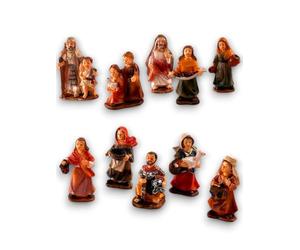 Generico Set di 10 Pastori per Presepe 5 cm, Disponibile in 2 Varianti, Figure Tradizionali in Resina Dipinta a Mano - Personaggi del Presepe, Artigianali, Presepio Natalizio (Modello 1, 5 cm)