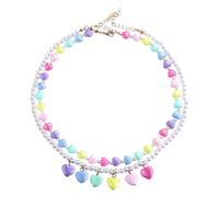 Generico Set di 2 collane di Perline - Resina con Design a Cuore colorato per Ragazze, bomboniere per Feste di Compleanno e Accessori per vestirsi