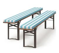 Generico Set di 2 Cuscini Imbottiti per Panche da Birreria,Cuscino per Panche da Esterno Spessore 4 Cm con Fodera Lavabile, Ricambio Lavabile,Seduta di Panche da Birreria,Blu,200x40x4cm
