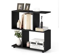 Generico Set di 2 librerie geometriche 3 ripiani, ripiani espositivi in legno a forma di S alti 24" con spessi piedini, comodino con ripiani aperti indipendenti, libreria con mensola espositiv