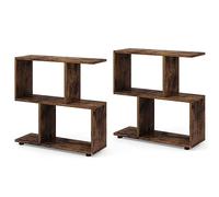 Generico Set di 2 librerie geometriche 3 ripiani, ripiani espositivi in legno a forma di S alti 24" con spessi piedini, comodino con ripiani aperti indipendenti, libreria con mensola espositiv