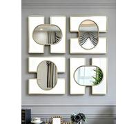 Generico Set di 2 specchi da parete decorativi con cornice dorata di 2 3 4, decorazioni sospese 3D in legno(4packs)