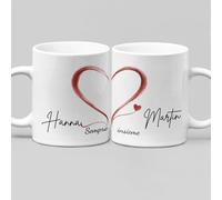 Generico Set di 2 Tazze Coppia Personalizzate con Nomi - “Sempre Insieme” - Regalo Romantico per Lui e Lei, Fidanzati, Anniversario, Idee Regalo Coppia