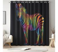 Generico Set di 2 tende Nero, Animale Zebra Striscia oscurante, camera da letto, isolamento termico, anti freddo, con occhielli, L140 x A290 cm, soggiorno moderno