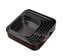 Generico Set di 3/6 stampi for torte quadrati in acciaio al carbonio, utensili da forno antiaderenti, teglia for torte, utensili for la casa(Square buckle 24/26/28)