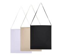 Genérico Set di 3 sacchetti di cotone riutilizzabili - manici rinforzati - ideale per shopping, spiaggia, artigianato, personalizzazione di eventi e regali, Bianco, Nero E Crudo
