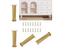 Generico Set di 4/8/12 piedini regolabili for mobili - Piedini universali con vite for tavoli, letti, divani, armadi e scrivanie traballanti(Gold,12 PIECES_18CM)