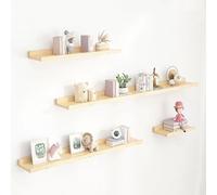 Generico Set di 4 Mensole da Muro in Legno Rustico, Espositore da Parete, Organizer Mensole da Parete for Bagno, Camera da Letto, Soggiorno, Studio e Sala da Pranzo