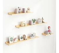 Generico Set di 4 Mensole da Muro in Legno Rustico, Espositore da Parete, Organizer Mensole da Parete for Bagno, Camera da Letto, Soggiorno, Studio e Sala da Pranzo