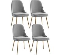 Generico Set di 4 sedie da pranzo in velluto, sedie da cucina con schienale ergonomico e gambe in metallo for soggiorno e sala d'attesa(Light Gray)