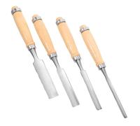Generico Set di 4 Sgorbie per Legno Testa Semitonda da 6/12/18/24 Mm, Strumenti Resistenti in Legno e Acciaio al Carbonio per Modellismo e Attività Creative
