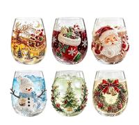 Generico Set di 6 bicchieri natalizi, tazze in a fondo con pupazzo | Il versatile set di bicchieri da 6 pezzi è un meraviglioso regalo di Natale per di famiglia o colleghi, forniture