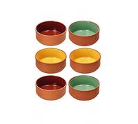 Generico Set di 6 ciotole in terracotta colorate, Tegamini Microonde in terracotta per la gastronomia e la cucina, Finger food, aperitivi, stuzzichini 175 ml, diametro 12 cm x h.4,5 cm Tegami coccio