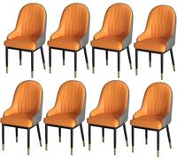 Generico Set di 8 sedie da pranzo in similpelle, moderne, con schienale alto, seduta morbida e imbottita, for soggiorno, gambe in metallo robusto.(Orange-grey)