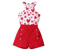 Generico Set di Abbigliamento per Ragazze, Completi Due Pezzi Canotta Crop Senza Maniche E Set Corto A Vita Alta, Vestiti Bambina di T-Shirt Estive a Maniche Corte per Bambini 5-14 Anni