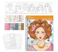 Generico Set di Adesivi da colorare per vestirsi - Libro di Moda per Bambine Adatto ai Bambini per disegnare, Creare, colorare e progettare, può sviluppare Le capacità motorie Fini delle Mani