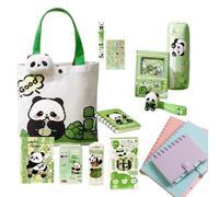 Generico Set di articoli cartoleria - Custodia a Panda per bambini | Forniture scolastiche complete con segnalibri magnetici e kit di spille tra cui gomma, notebook, penne, sovrani, note adesivi