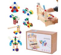 Genérico Set di attrezzi per bambini - Kit di costruzione in legno per gioco simbolico - giochi di costruzione realistici per bambini in età prescolare interni esterni in aula e stanza dei giochi