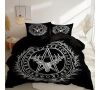 Generico Set di biancheria da letto 260 x 240 cm, Copripiumino 3 Pezzi in Microfibra Con Motivo a Mistero Totem Simbolo,Comprendente 1 Copripiumino + 2 Federe, per bambini, uomini e donne Nero