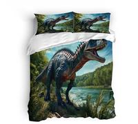 Generico Set di biancheria da letto copripiumino 3d Animali Dinosauri microfibra morbida chiusura a cerniera Paesaggio per adulti e bambini-240x260cm+con 2 federe 50x75cm