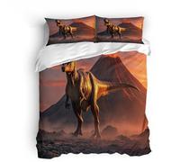 Generico Set di biancheria da letto copripiumino 3d Animali Dinosauri microfibra morbida chiusura a cerniera per adulti e bambini-220x240cm+con 2 federe 50x75cm