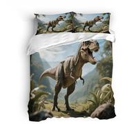 Generico Set di biancheria da letto copripiumino 3d Animali Dinosauri microfibra morbida chiusura a cerniera per adulti e bambini-200x200cm+con 2 federe 50x75cm