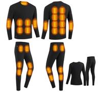 Generico Set Di Biancheria Intima Termica Riscaldante A 28 Zone Abbigliamento Riscaldato Maglia Pantaloni Riscaldati Completo Termico Invernale Per Tempo Freddo Inverno(Nero,XL)