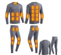 Generico Set Di Biancheria Intima Termica Riscaldante A 28 Zone Abbigliamento Riscaldato Maglia Pantaloni Riscaldati Completo Termico Invernale Per Tempo Freddo Inverno(Gray,XL)
