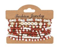 Generico Set di braccialetti con ciondoli a tema calcio multifilo, bracciale con perline intrecciate a tema calcio, bracciale elastico con design elegante e a tema calcio Ciondoli X (C, One Size)
