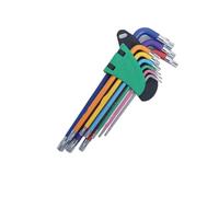 Generico Set di cacciaviti 9 pezzi Chiave esagonale universale 6 Chiavi a sfera a sei lenti ad angolo Utensili manuali a colori(TORX KEY SET SHORT)