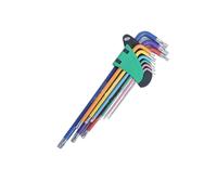 Generico Set di cacciaviti 9 pezzi Chiave esagonale universale 6 Chiavi a sfera a sei lenti ad angolo Utensili manuali a colori(TORX KEY SET LONG)