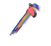 Generico Set di cacciaviti 9 pezzi Chiave esagonale universale 6 Chiavi a sfera a sei lenti ad angolo Utensili manuali a colori(HEX KEY SET LONG)