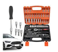 Genérico Set Di Chiavi A Cricchetto | Chiave Meccanica Portatile In Acciaio Al Carbonio Da 53 Pezzi | Chiave A Per Riparazione Auto,Per Impianti Idraulici E Costruzioni Meccaniche