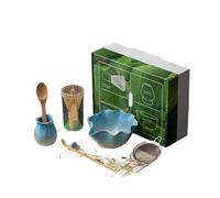 Generico Set di ciotole for matcha a forma fiore da 1 a 8 pezzi, supporto for frusta, setaccio, misurino for il tè(8pcs Blue)