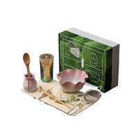 Generico Set di ciotole for matcha a forma fiore da 1 a 8 pezzi, supporto for frusta, setaccio, misurino for il tè(8pcs Pink)