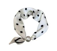 Generico Set di Collana di Perle con Sciarpa Quadrata con Chiusura Magnetica, Scaldacollo Versatile per la Primavera e L'Estate(Color2)