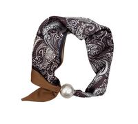 Generico Set di Collana di Perle con Sciarpa Quadrata con Chiusura Magnetica, Scaldacollo Versatile per la Primavera e L'Estate