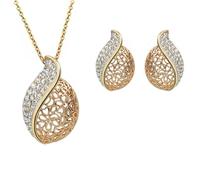 Generico Set di collana e orecchini da sposa per la cerimonia nuziale gioielli e accessori per abito da sposa orecchini e collana a forma di cuore traforato dolce e versatile set di due pezzi