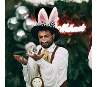 Generico Set Di Costume Coniglio Bianco Per Adulti E Bambini, 4 Pezzi: Cappello Con Orecchie Di Coniglio, Guanti Bianchi, Orologio E Naso Per Pasqua, Halloween E Cosplay Da Te