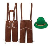 Generico Set di Costumi Bavaresi da Uomo Costume Oktoberfest Uomo, Costume da Oktoberfest da Uomo con Bretelle + Cappello Bavaresi per l'Oktoberfest per Feste di Carnevale