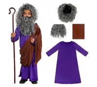 Generico Set di Costumi da Pastore Medievale per Bambini Costume SanGiuseppe Bambino Pastore TunicaFigura della Bibbia Pastore Costume Pastore del Presepe Vari ColoriCarnevale (d-Purple, 6-8 Years)