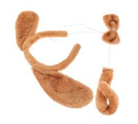 Generico Set di costumi per cani: fascia con orecchie da animale, coda da cosplay e papillon per feste(Brown)